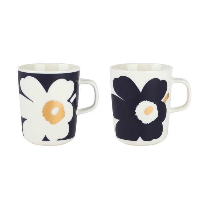 Juhla Unikko muki 25 cl 2 kpl, White-dark blue-gold Marimekko