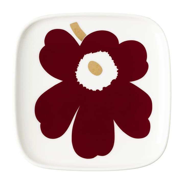 Juhla Unikko vati 10 x 10 cm 2-pakkaus, Valkoinen-viininpunainen-kulta Marimekko