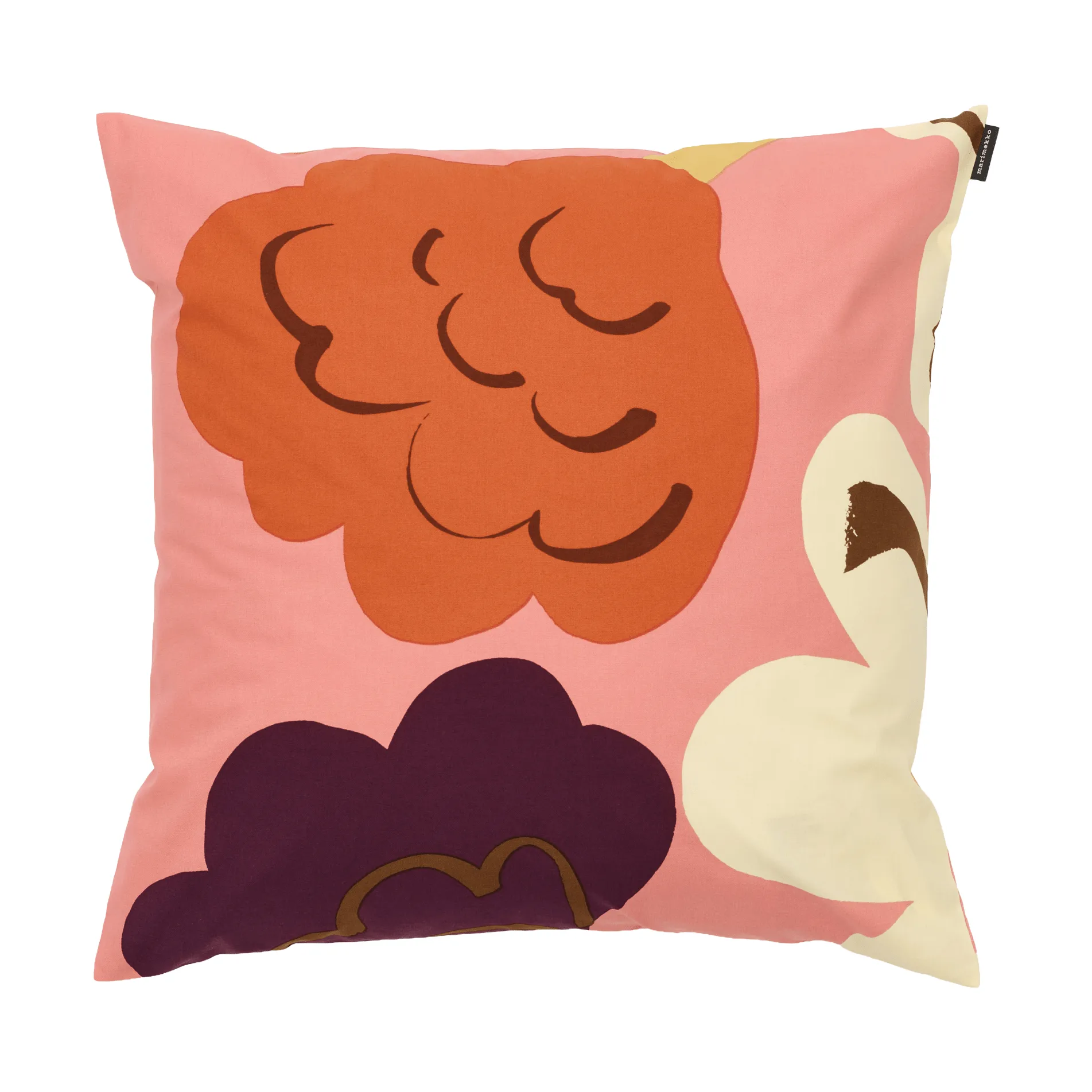 Kukasta Kukkaan tyynynpäällinen, Pink-off white-luumu-terrakotta, 50x50 cm Marimekko