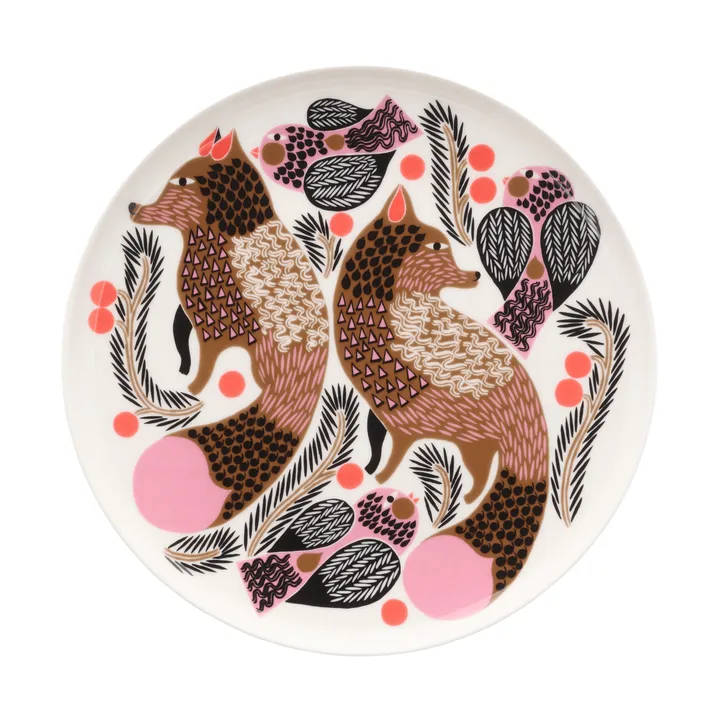 Oiva Ketunmarja lautanen Ø20 cm - White-bronze-pink-petrol - Marimekko
