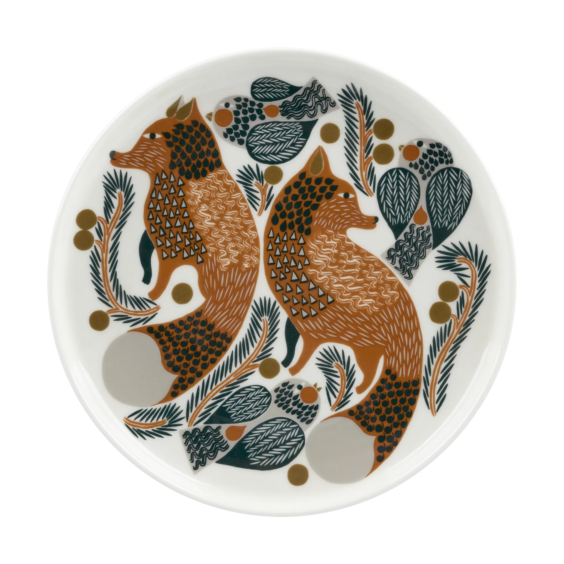 Oiva Ketunmarja lautanen Ø20 cm, White-brown-dark green Marimekko