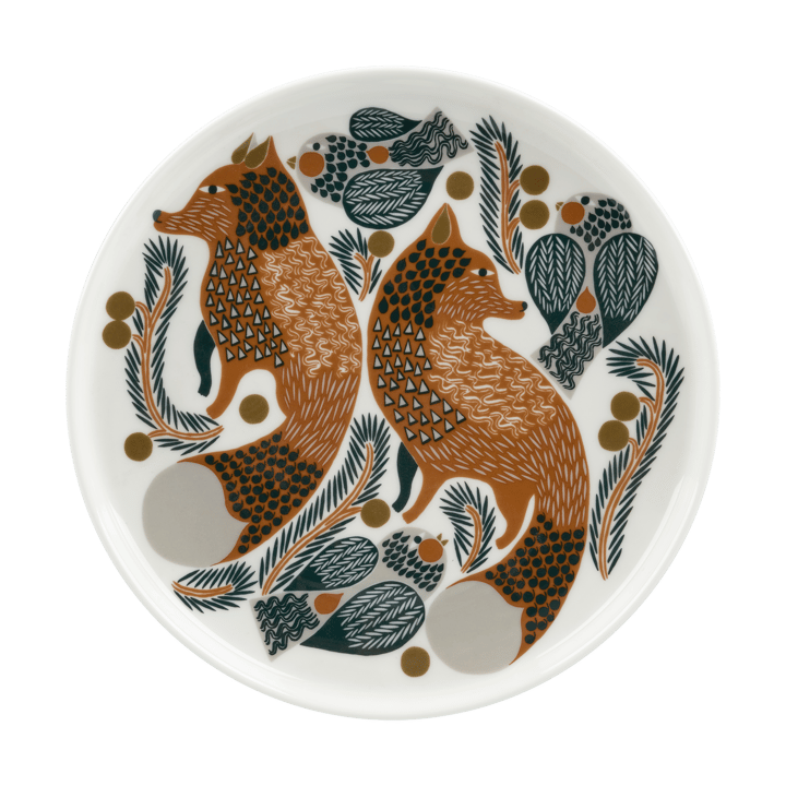 Oiva Ketunmarja lautanen Ø20 cm, White-brown-dark green Marimekko