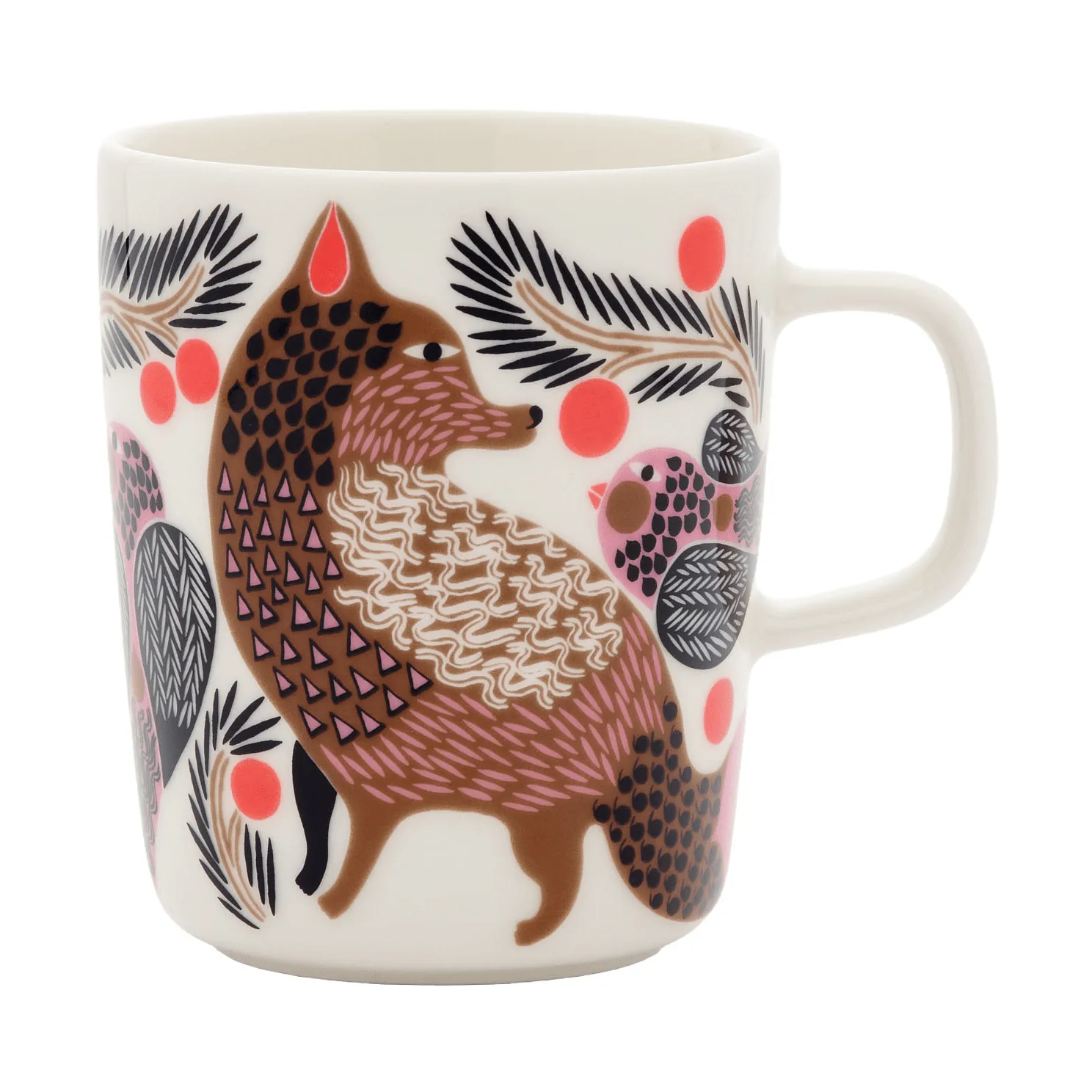 Marimekko Oiva Ketunmarja -muki, 25 cl White-bronze-pink-petrol