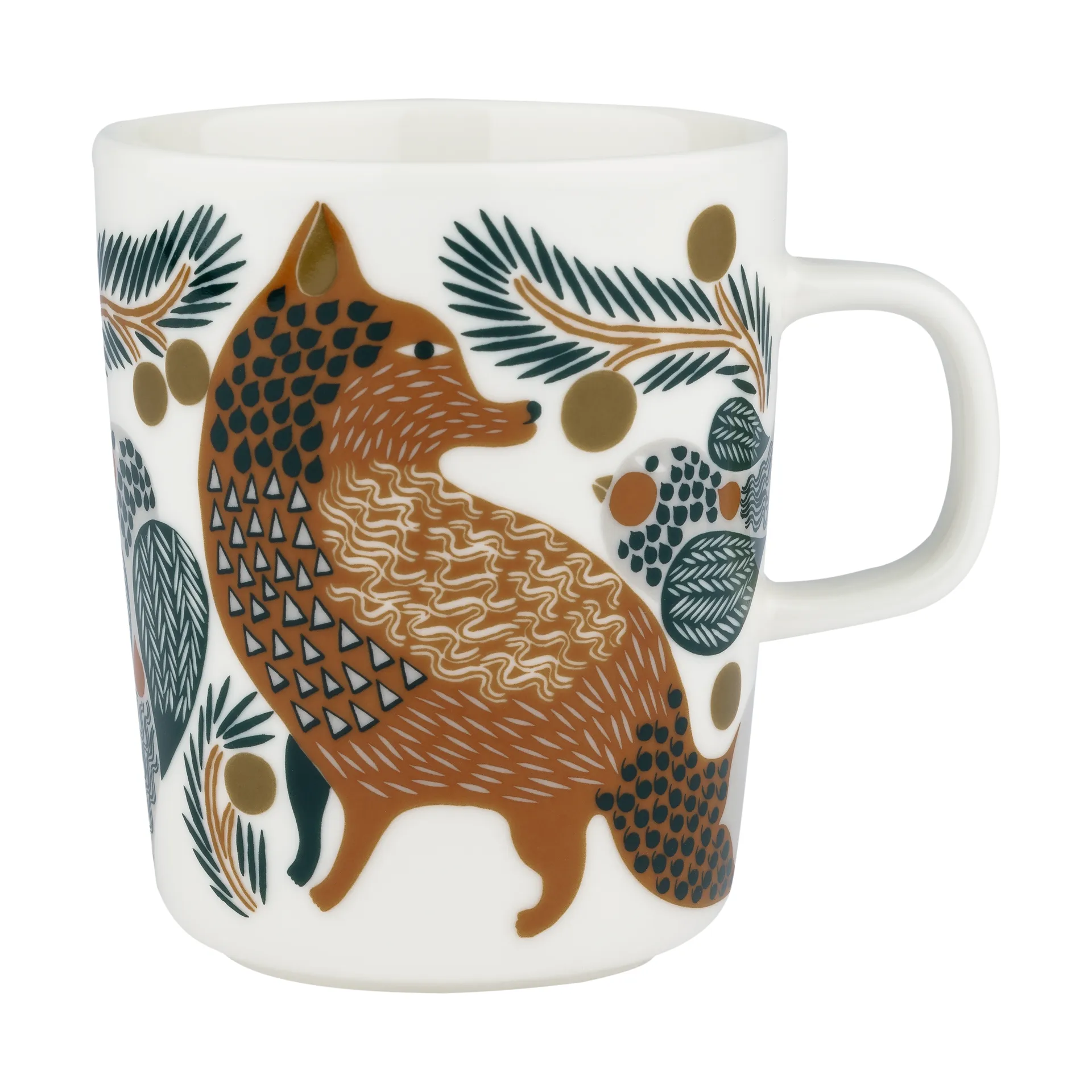 Oiva Ketunmarja -muki, 25 cl, White-brown-dark green Marimekko