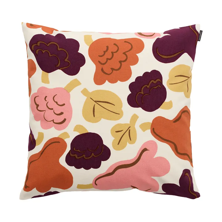 Pieni Kukasta Kukkaan tyynynpäällinen - Off white-luumu-vaaleanpunainen-terracotta, 50x50 cm - Marimekko
