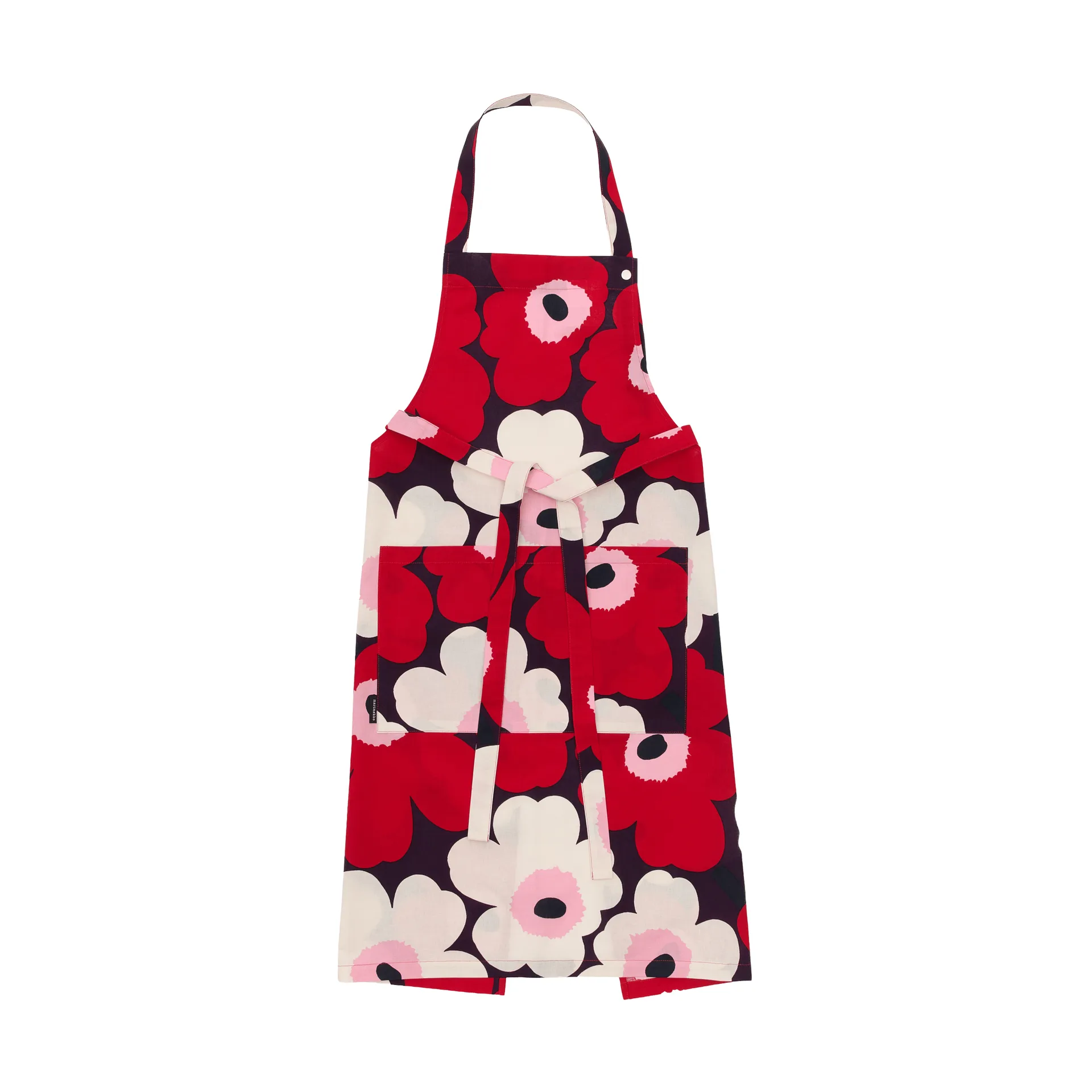 Pieni Unikko esiliina, Plum-cranberry-off white-rose Marimekko