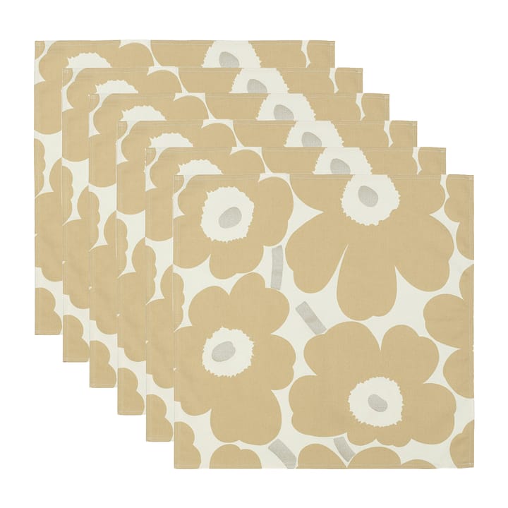 Pieni Unikko -servetti 43 x 43 cm 6-pakkaus - Beige-silver-white - Marimekko