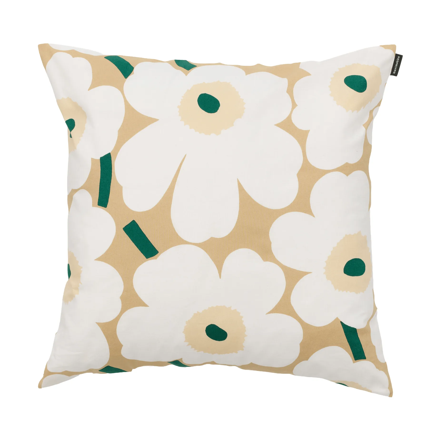 Pieni unikko tyynynpäällinen 50x50 cm, Sand-white-hay-emerald Marimekko