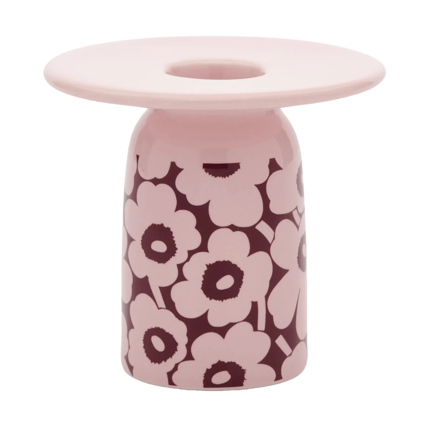 Pikkuinen Unikko kynttilänjalka, Pink-burgundy Marimekko