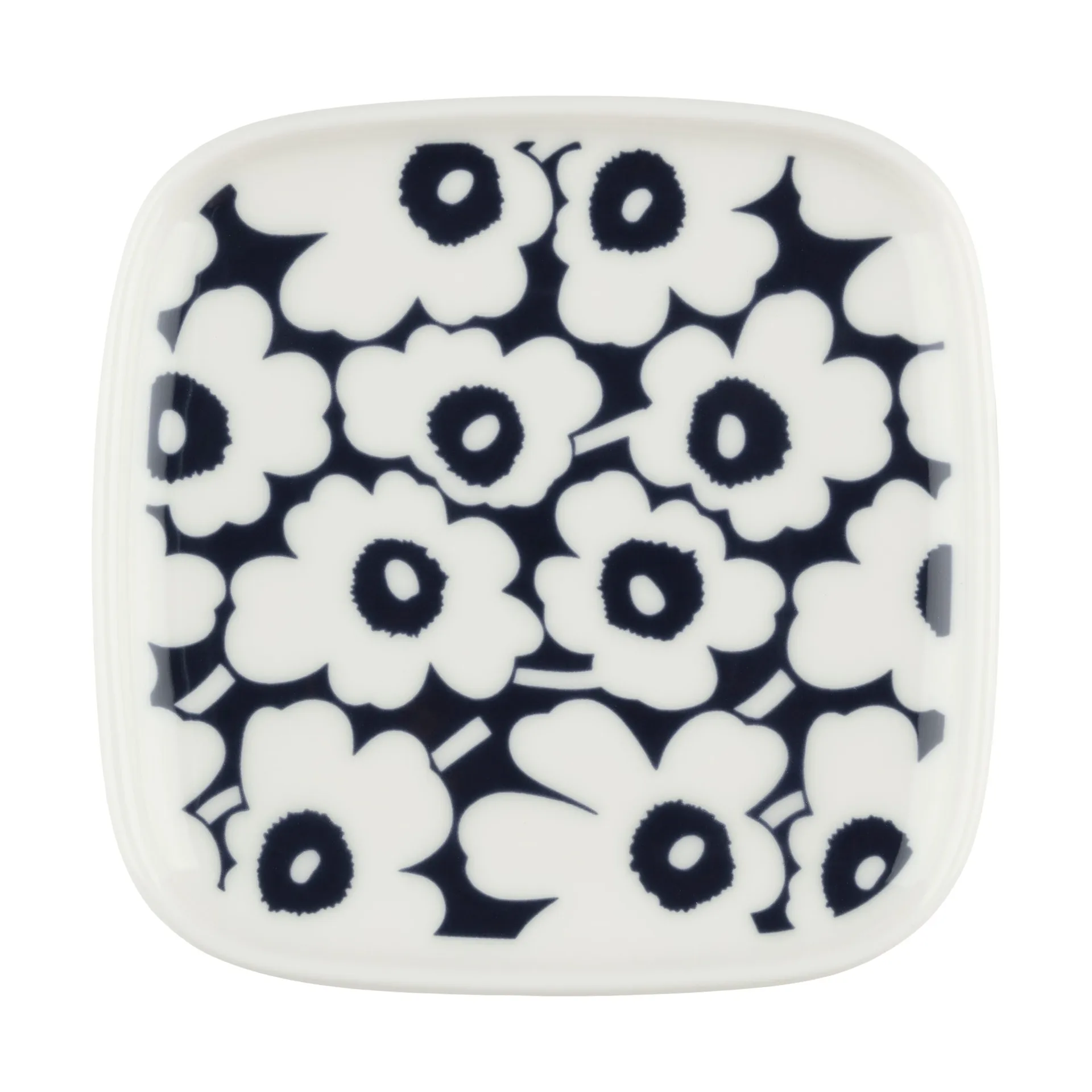 Pikkuinen Unikko lautanen 10x10 cm, Dark blue-white Marimekko