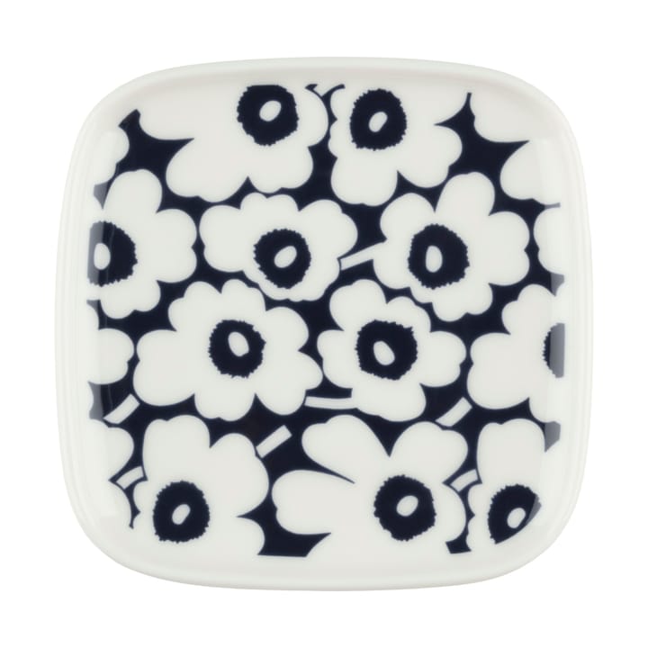 Pikkuinen Unikko lautanen 10x10 cm, Dark blue-white Marimekko