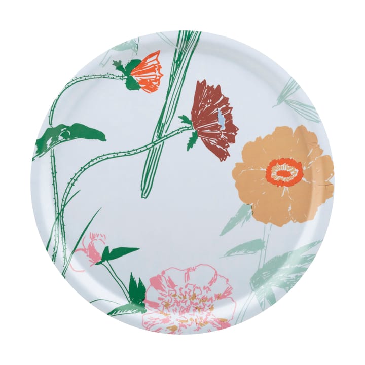 Puutarhakutsut tarjotin Ø31 cm - White-green-beige- light pink - Marimekko