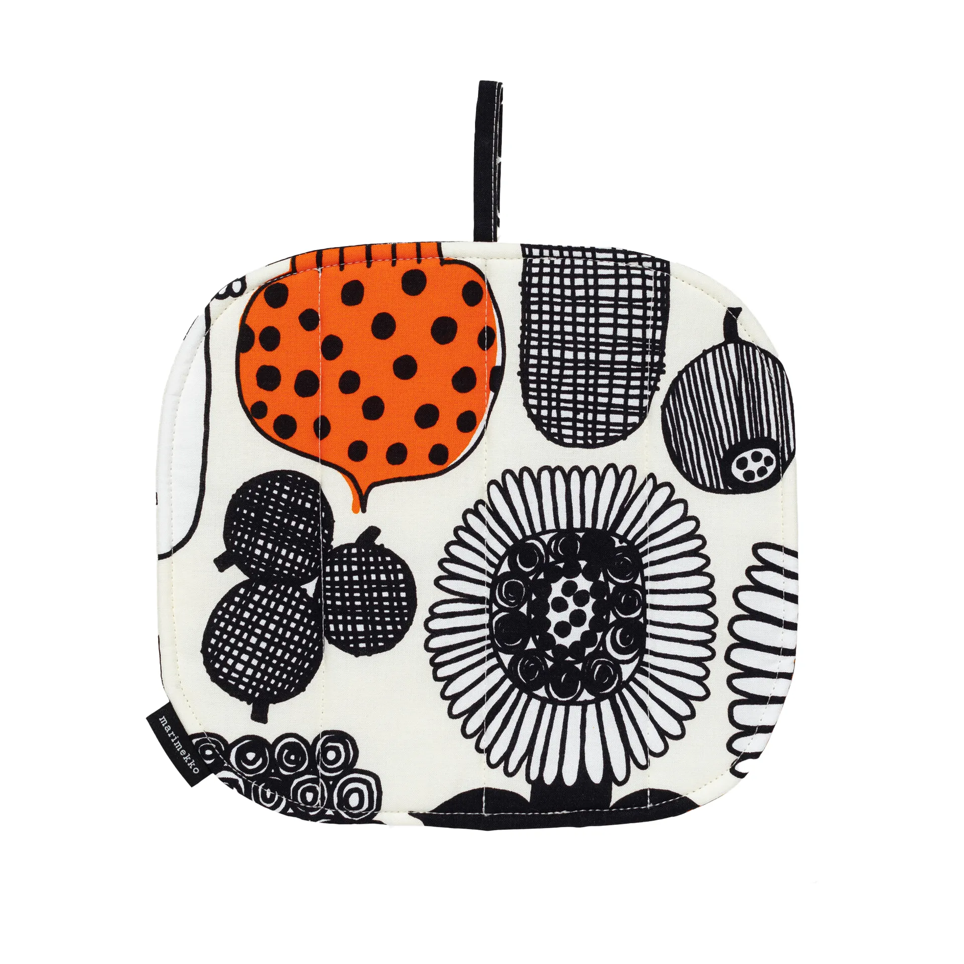 Puutarhurin Parhaat patalappu, White-black-orange Marimekko