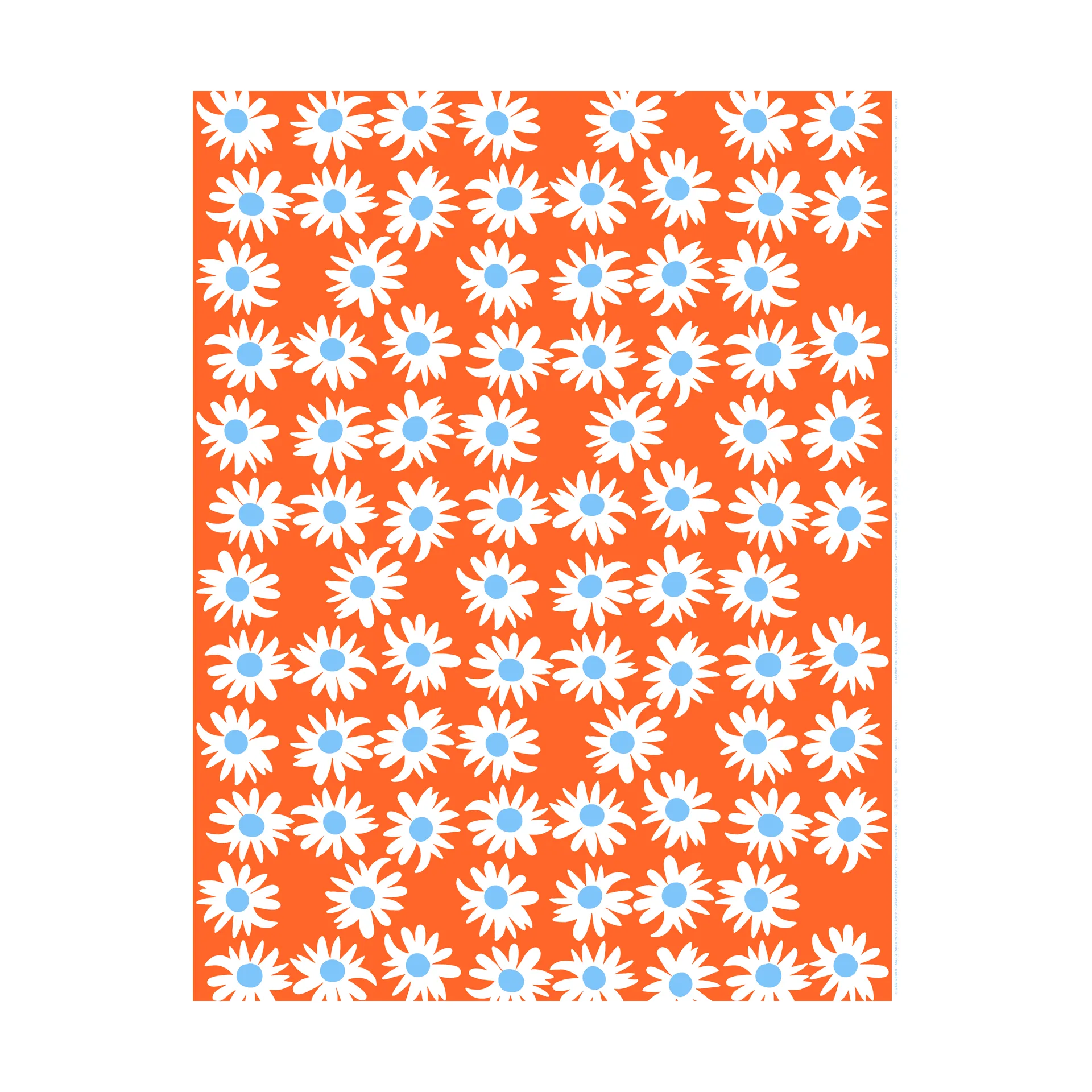 Rakastaa ei rakasta vahakangas, Orange-Off-white-light blue Marimekko
