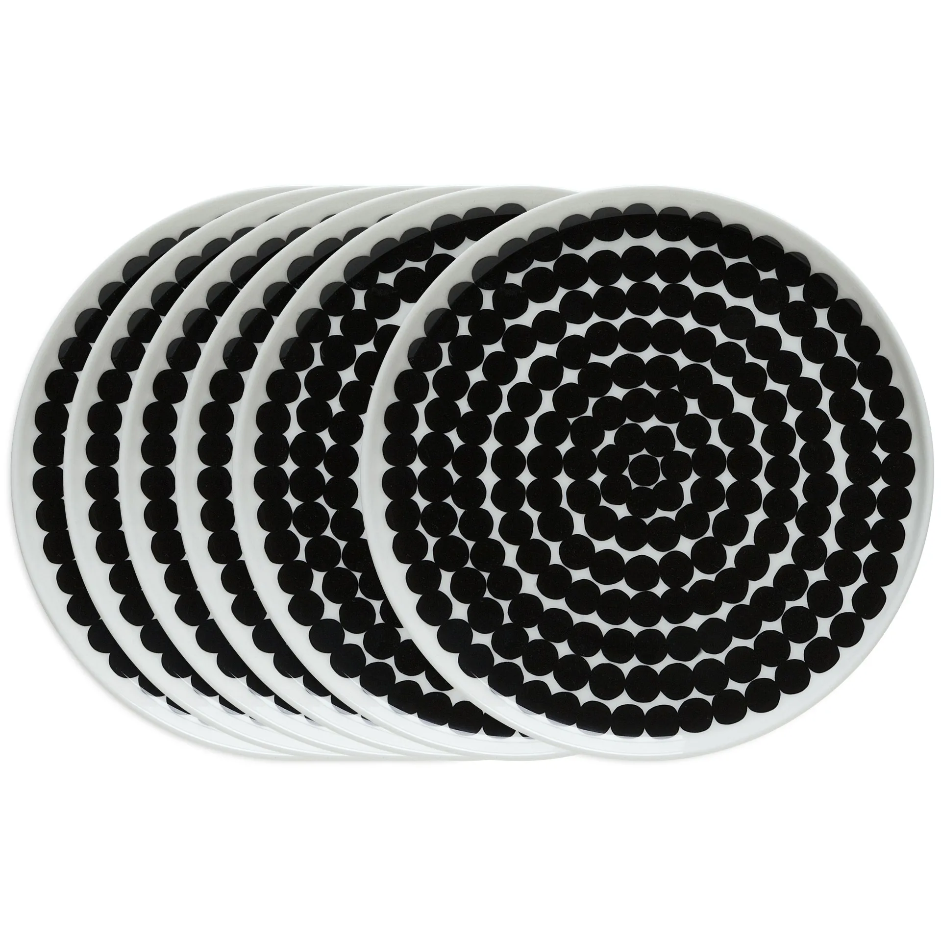 Räsymatto lautanen 20 cm, 6 kpl musta-valkoinen,  Marimekko