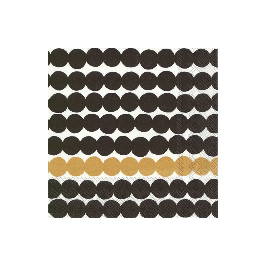 Räsymatto servietti 33x33 cm 20-pakkaus, Musta-kulta Marimekko