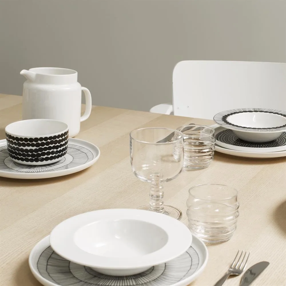 Siirtolapuutarha lautanen Ø 25 cm, 6 kpl musta-valkoinen,  Marimekko