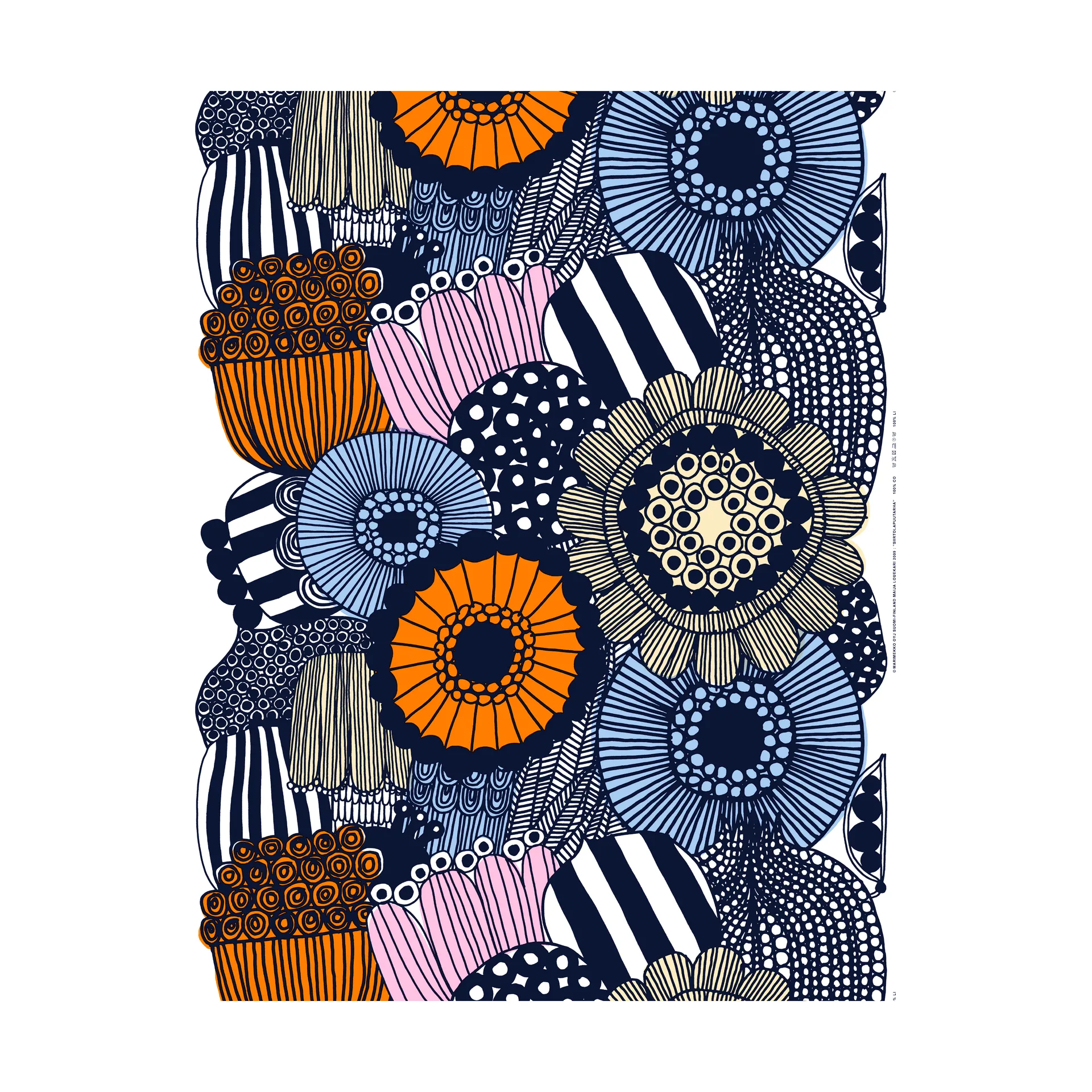 Siirtolapuutarha vahakangas, White-yellow-orange-light blue Marimekko