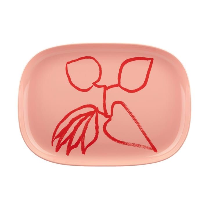 Ukonhattu tarjoilulautanen 23x32 cm. - Salmon red-tomato red - Marimekko