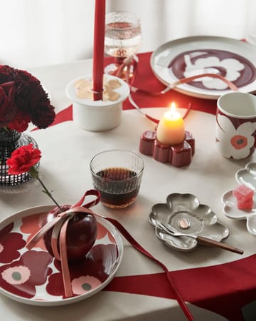 Unikko 60-vuotisjuhlamuki 25 cl + lautanen 12x15 cm - White-dark cherry-ash grey - Marimekko