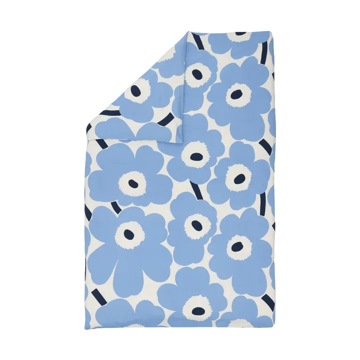 Unikko jersey pussilakana - Off white, light blue, navy, 150x210 cm - Marimekko