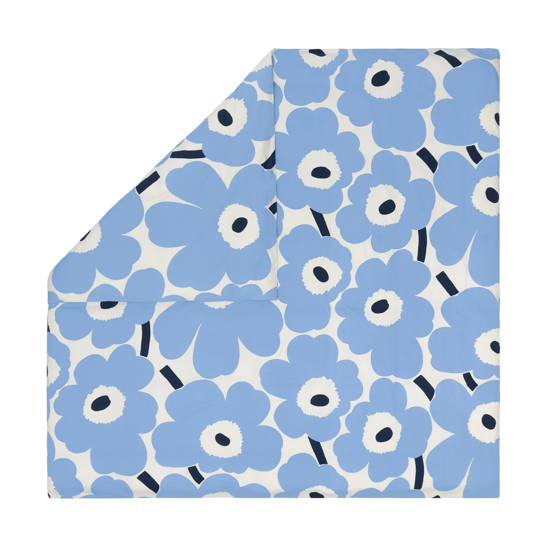 Unikko jersey pussilakana, Off white, vaaleansininen, laivastonsininen, 240×220 cm Marimekko