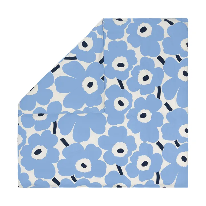 Unikko jersey pussilakana - Off white, vaaleansininen, laivastonsininen, 240×220 cm - Marimekko