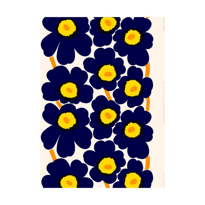Unikko-kangas, heavyweight, Sininen-keltainen-oranssi Marimekko