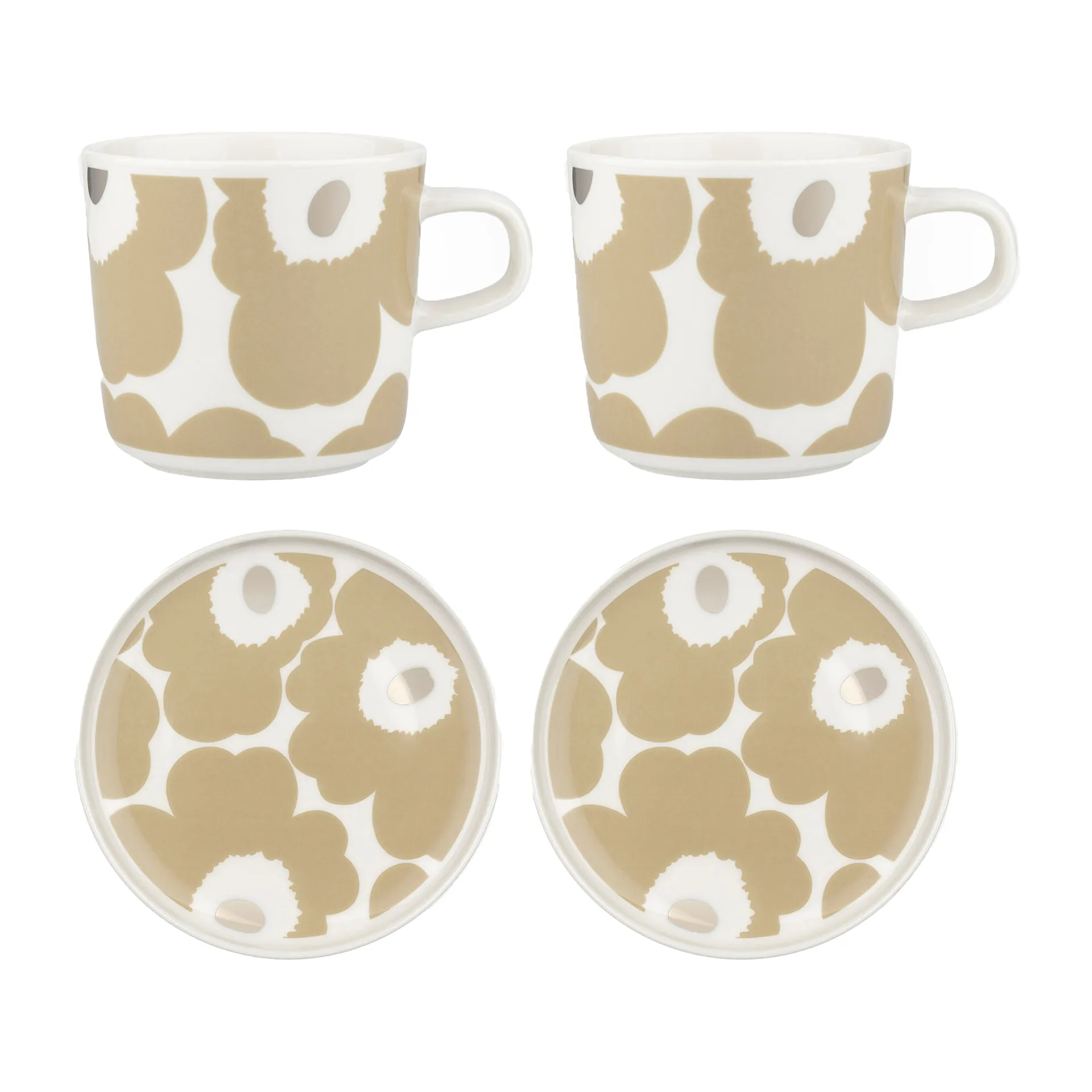 Unikko kuppi lautasella 20 cl 2-pakkaus, Beige-valkoinen Marimekko