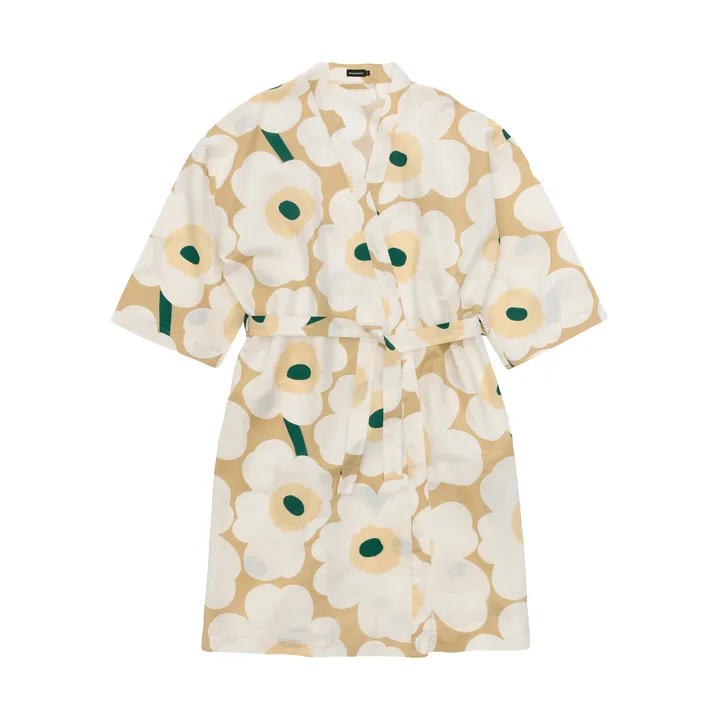 Unikko kylpytakki S/M - Sand-off white-hay-emerald - Marimekko