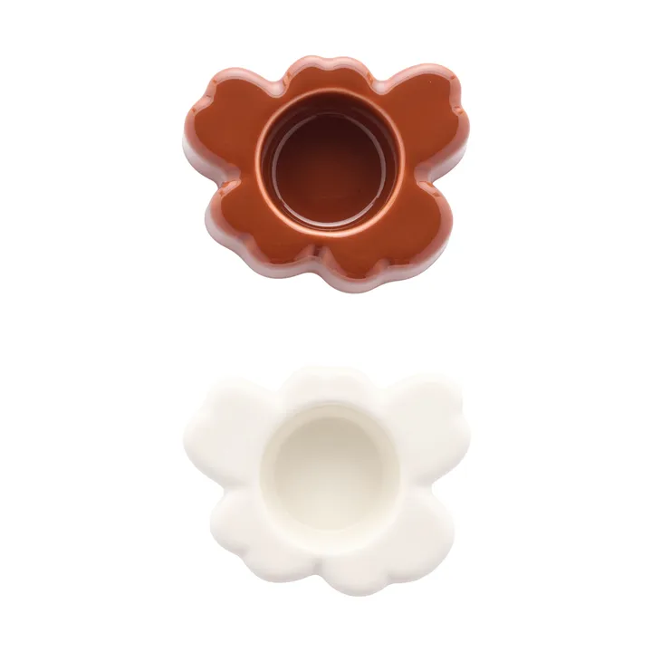 Unikko kynttilälyhty 3x10 cm 2 osaa - White-kastanja - Marimekko