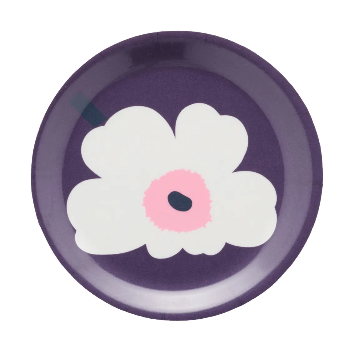 Unikko lasinalunen, Plum-valkoinen-ruusu, Ø11 cm Marimekko
