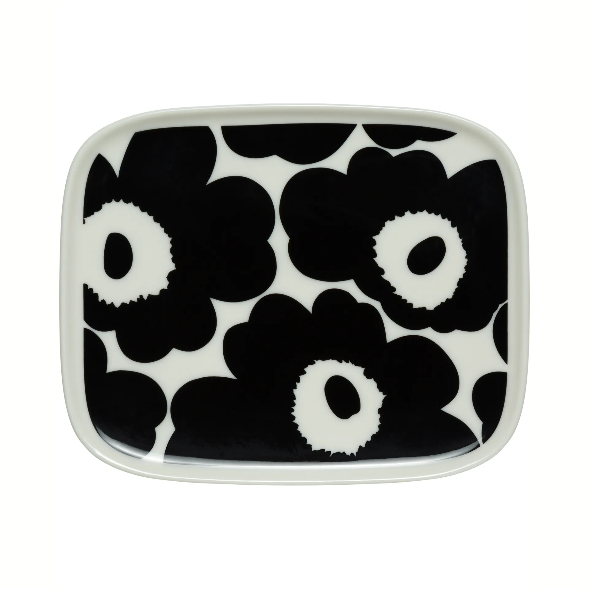 Unikko lautanen 12x15 cm, Musta-valkoinen Marimekko