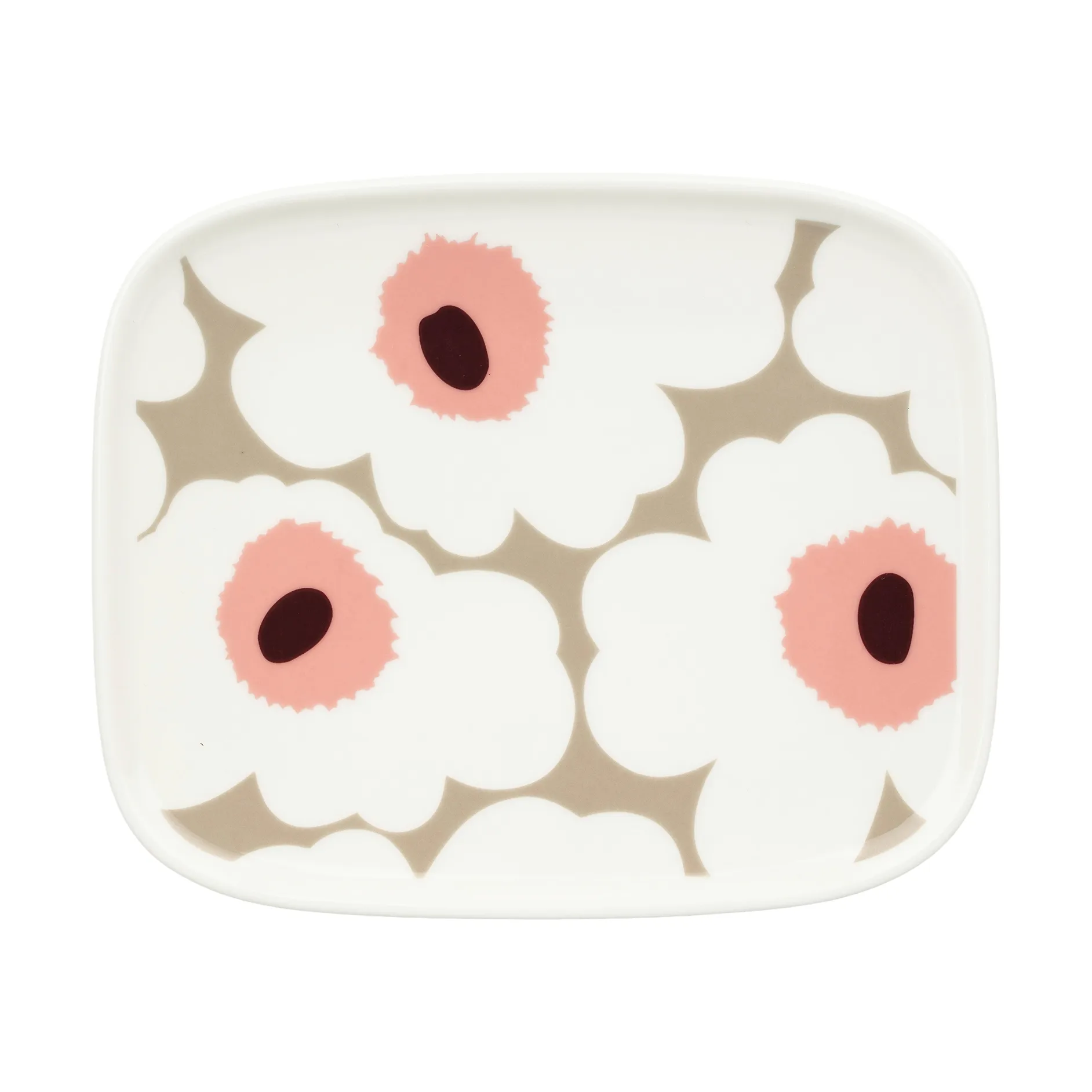 Unikko lautanen 12x15 cm, White-clay-powder-dark wine Marimekko