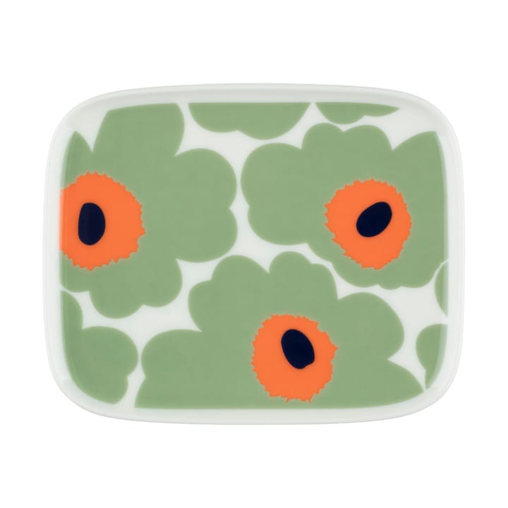 Unikko lautanen 12x15 cm, White-sage-orange-dark blue Marimekko