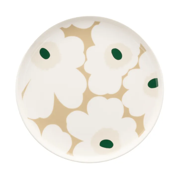 Unikko lautanen Ø 20 cm - White-beige-light sand-dark green - Marimekko