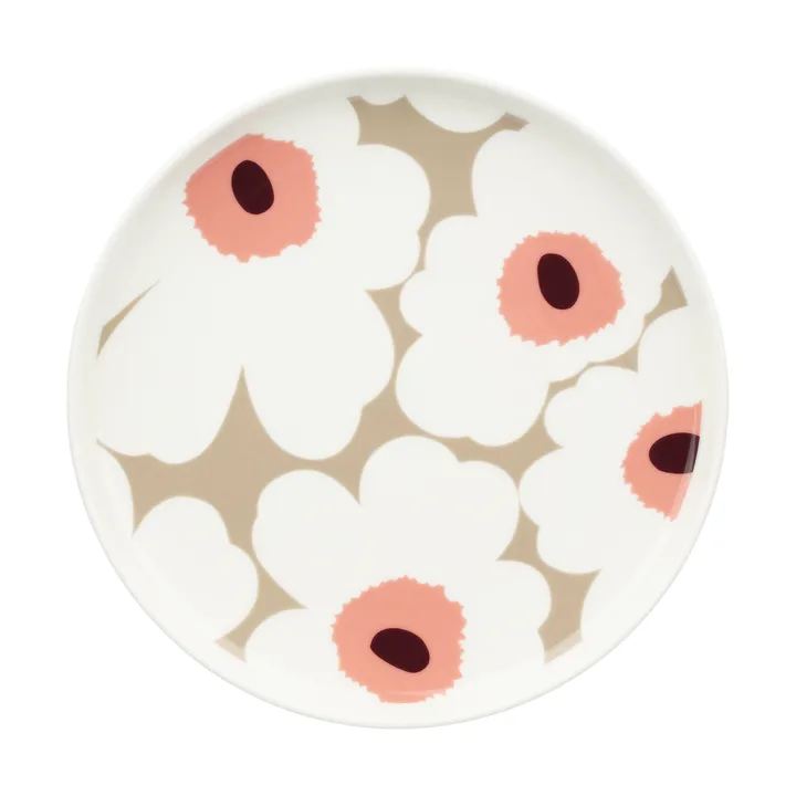 Unikko lautanen Ø 20 cm - White-clay-powder-dark wine - Marimekko