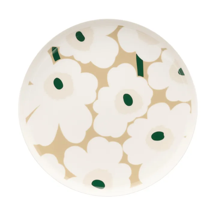 Unikko lautanen Ø 25 cm - White-beige-light sand-dark green - Marimekko