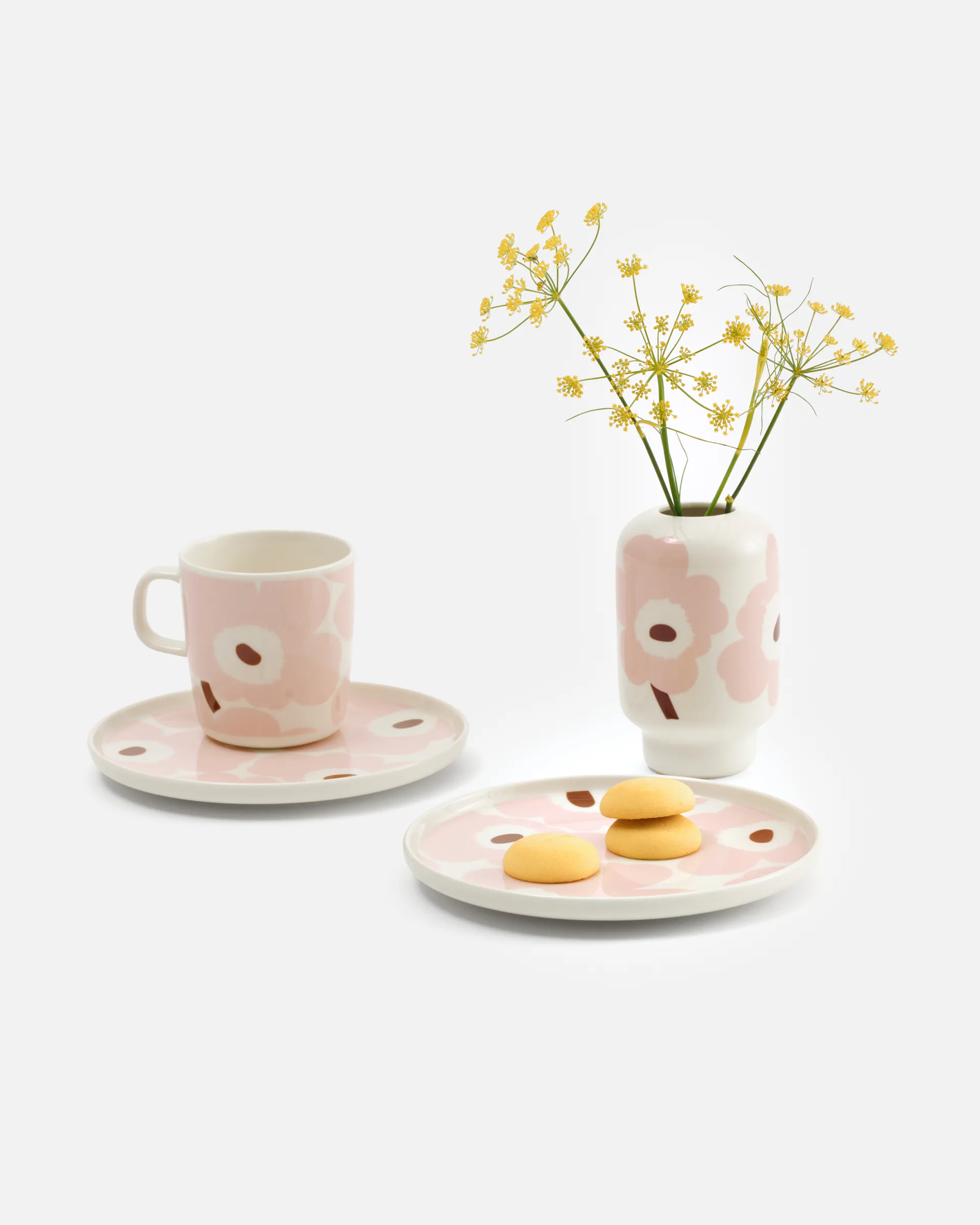 Unikko maljakko 14 cm, White-light pink-chestnut Marimekko