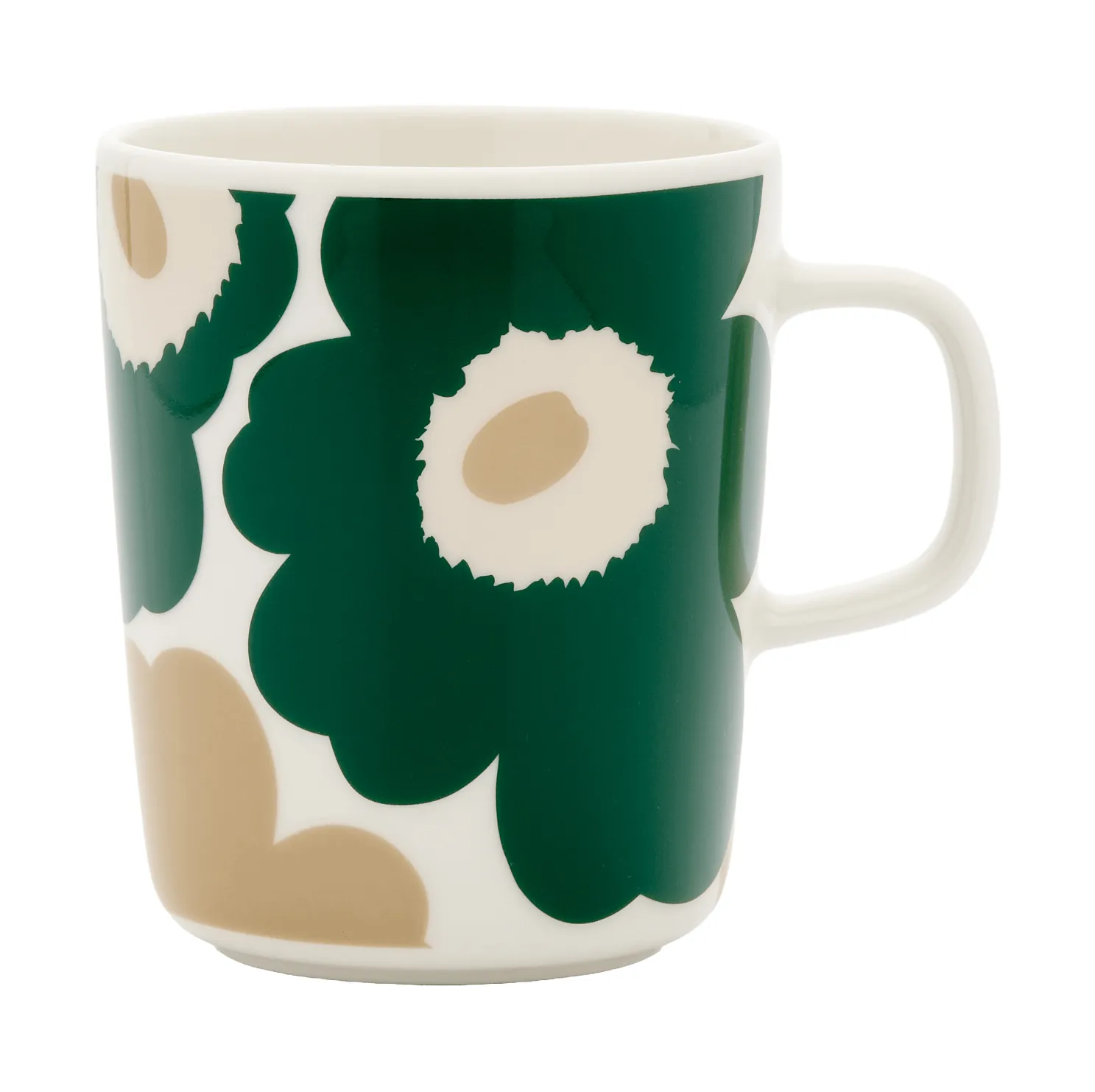 Unikko muki 25 cl, White-dark green-beige-light sand Marimekko