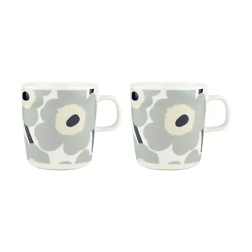 Unikko muki 40 cl 2-pakkaus - White-light grey-sand-dark blue - Marimekko