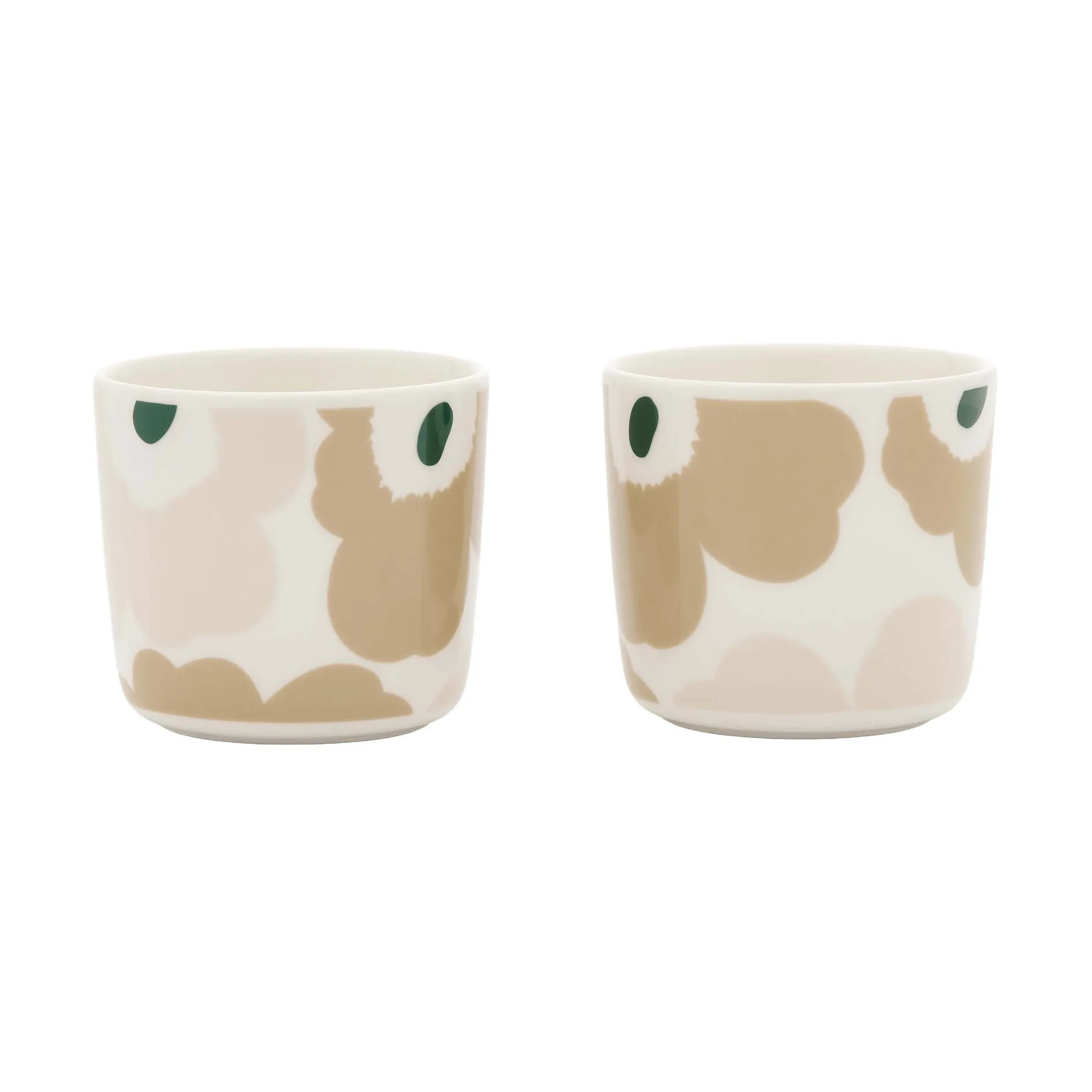 Unikko muki ilman kahvaa, 2 osaa, Valkoinen–vaalean hiekan–beige–tummanvihreä, 20 cl Marimekko