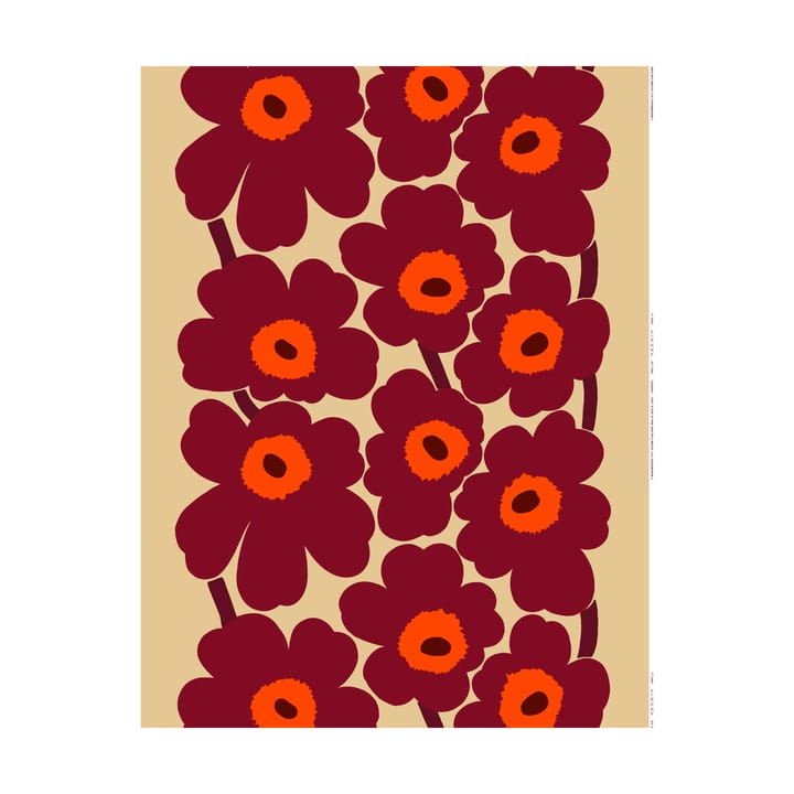 Unikko pellavakangas - Vanilla-viininpunainen-red - Marimekko