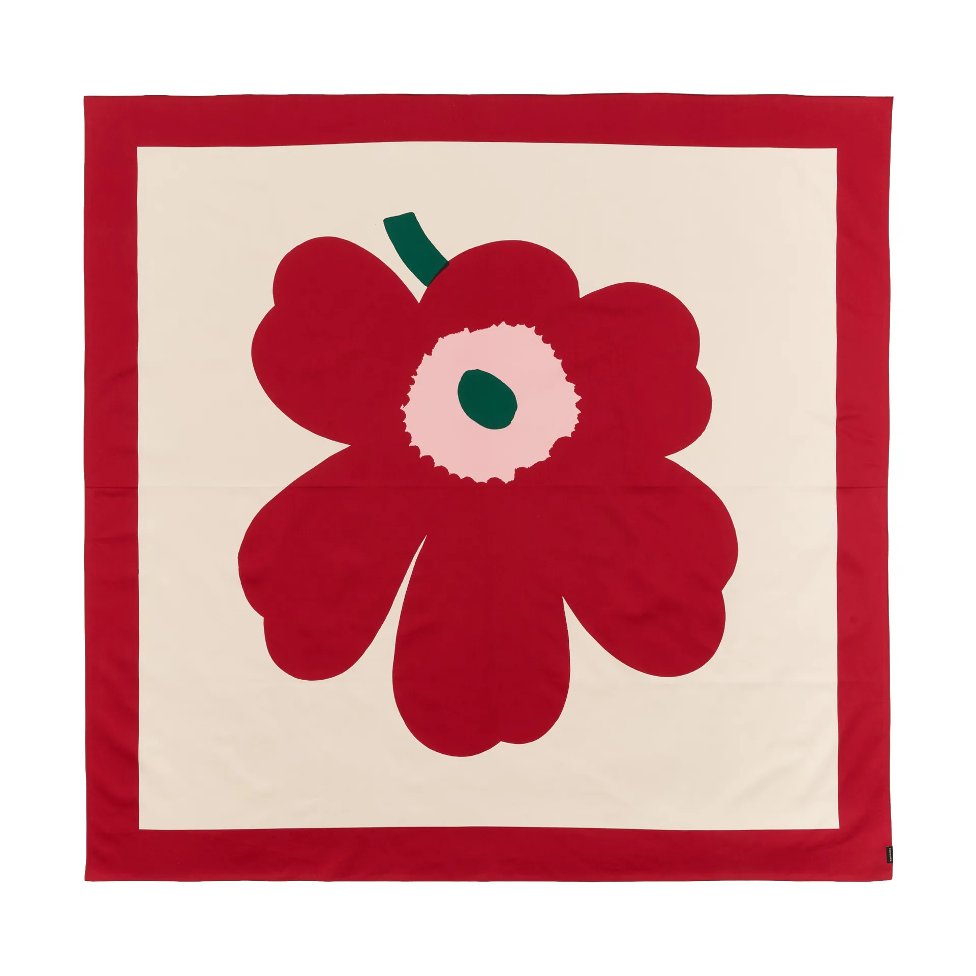 Marimekko Unikko pöytäliina Off white-cranberry-rose, 140x140 cm