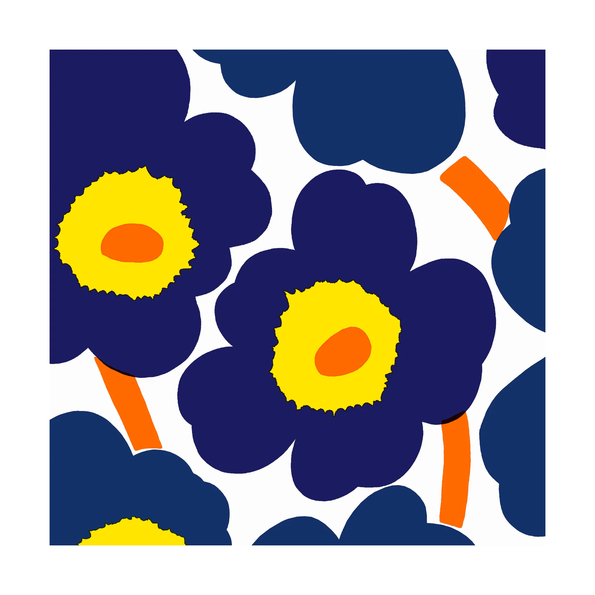 Unikko servetti 33x33 cm 20 kpl, Blue-Yellow Marimekko
