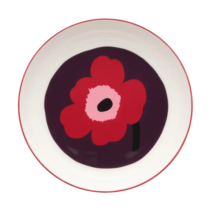 Unikko syvä lautanen Ø20,5 cm - White-plum-cranberry-pink - Marimekko
