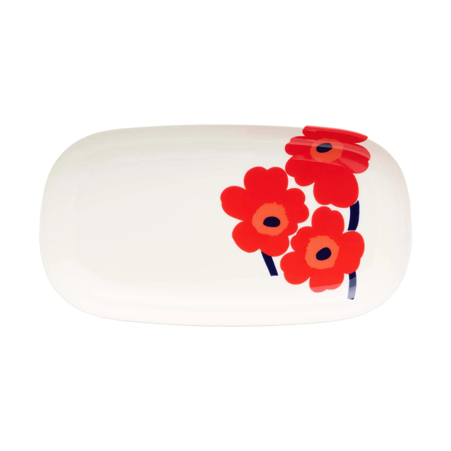 Unikko tarjoiluvati 17x32 cm, White-red-blue Marimekko