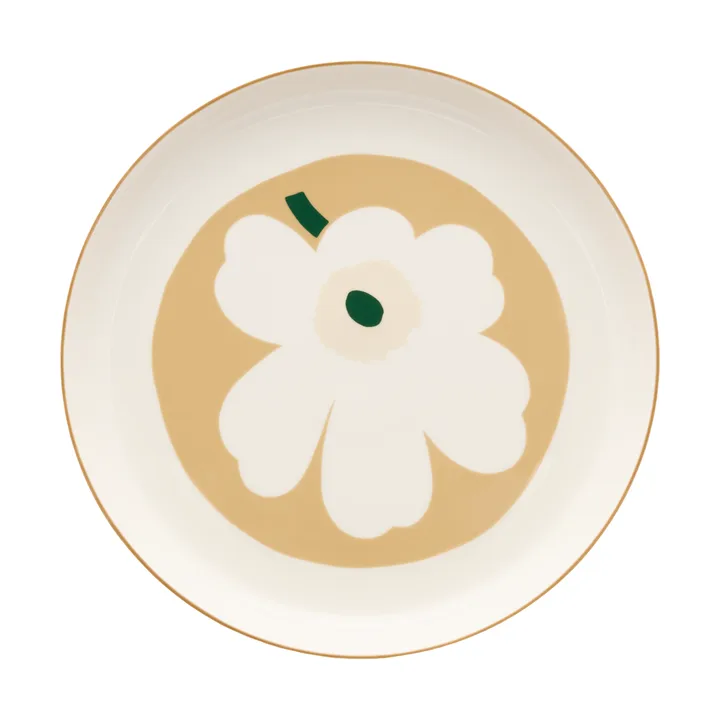Unikko tarjoiluvati - White-beige-light sand-dark green - Marimekko