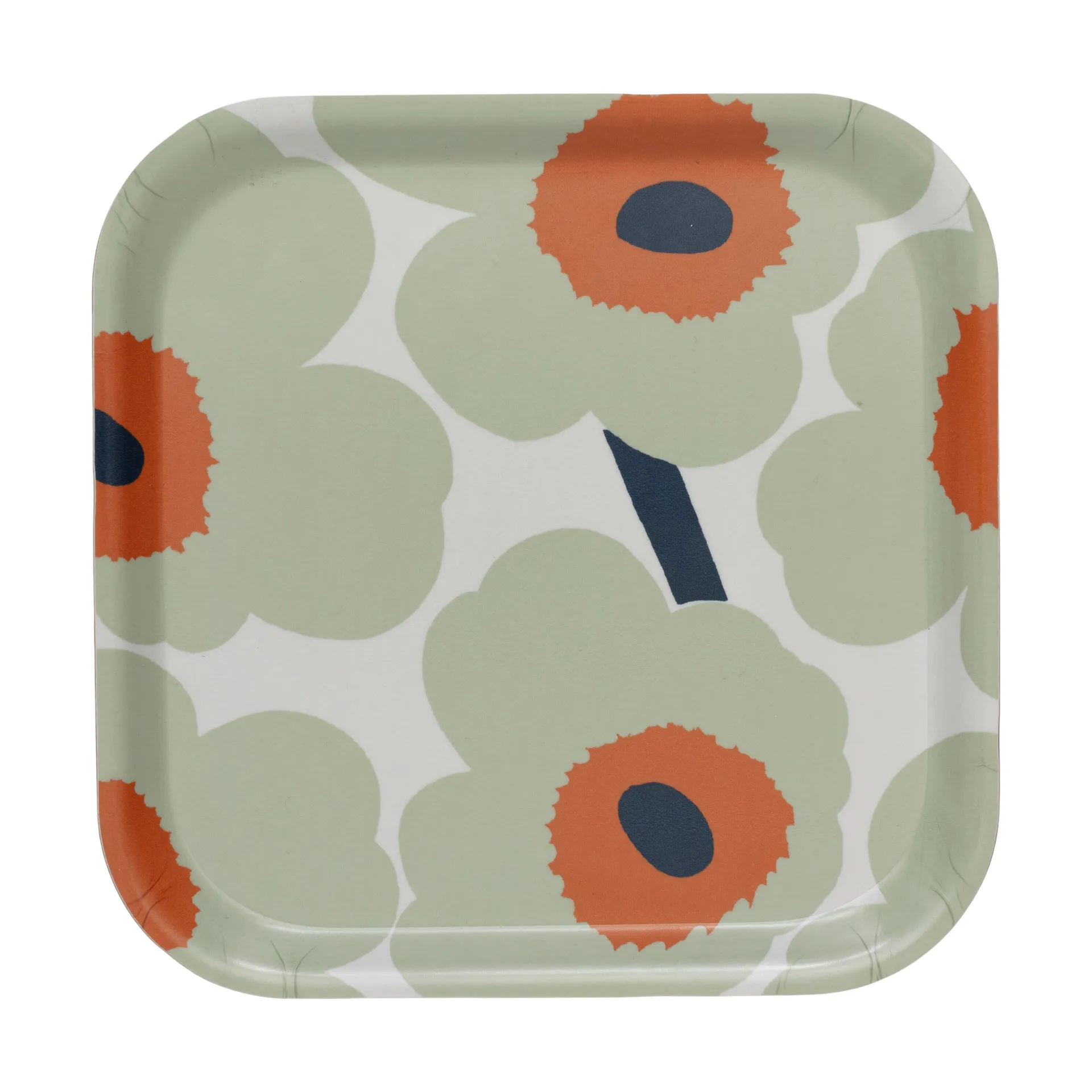 Unikko tarjotin 20x20 cm, Off white-sage-orange Marimekko