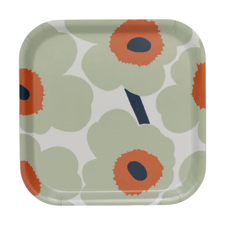 Unikko tarjotin 20x20 cm, Off white-sage-orange Marimekko